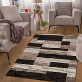 5' Square Slate Square Patchwork Power Loom Stain Resistant Area Rug