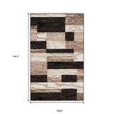 9' X 12' Chocolate Patchwork Power Loom Stain Resistant Area Rug