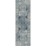 8' Taupe Abstract Power Loom Distressed Stain Resistant Runner Rug