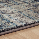 8' Taupe Abstract Power Loom Distressed Stain Resistant Runner Rug