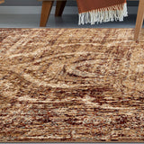 4' X 6' Taupe Abstract Power Loom Distressed Stain Resistant Area Rug