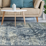 5' X 8' Taupe Abstract Power Loom Distressed Stain Resistant Area Rug