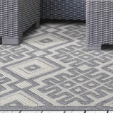 6' X 9' Slate Geometric Stain Resistant Non Skid Indoor Outdoor Area Rug