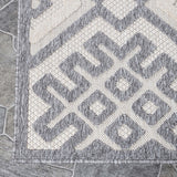 7' X 9' Cream Geometric Stain Resistant Non Skid Indoor Outdoor Area Rug