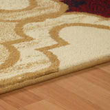 8' Beige Quatrefoil Power Loom Distressed Stain Resistant Runner Rug