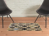 2' X 3' Multi Color Quatrefoil Power Loom Distressed Stain Resistant Area Rug