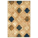 4' X 6' Cream Quatrefoil Power Loom Distressed Stain Resistant Area Rug