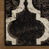 5' Square Chocolate Square Quatrefoil Power Loom Distressed Stain Resistant Area Rug