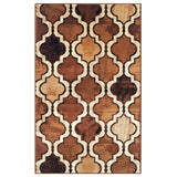 5' X 8' Brown Quatrefoil Power Loom Distressed Stain Resistant Area Rug