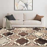 6' X 9' Chocolate Quatrefoil Power Loom Distressed Stain Resistant Area Rug