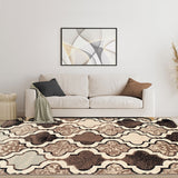 6' X 9' Ivory Quatrefoil Power Loom Distressed Stain Resistant Area Rug