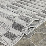 6' X 9' Grey Striped Stain Resistant Non Skid Indoor Outdoor Area Rug