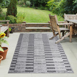 6' X 9' Grey Striped Stain Resistant Non Skid Indoor Outdoor Area Rug