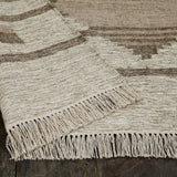 2' X 3' Grey Geometric Flatweave Handmade Stain Resistant Area Rug With Fringe