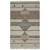 5' X 8' Grey Geometric Flatweave Handmade Stain Resistant Area Rug With Fringe