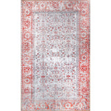 6' X 9' Berry Red Oriental Power Loom Stain Resistant Area Rug