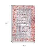 6' X 9' Berry Red Oriental Power Loom Stain Resistant Area Rug