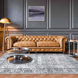 6' X 9' Charcoal Oriental Power Loom Stain Resistant Area Rug