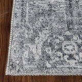 6' X 9' Charcoal Oriental Power Loom Stain Resistant Area Rug