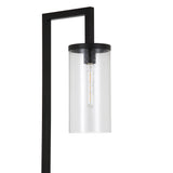 67" Blackened Bronze Modern Floor Lamp With Seeded Glass Drum Shade