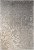 4' X 6' Grey Damask Power Loom Stain Resistant Area Rug