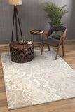 4' X 6' Grey Damask Power Loom Stain Resistant Area Rug