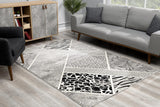 3' X 8' Grey Abstract Power Loom Stain Resistant Area Rug