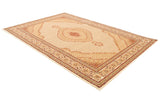 7' X 10' Cream Gold Oriental Power Loom Stain Resistant Area Rug