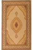 7' X 10' Cream Gold Oriental Power Loom Stain Resistant Area Rug