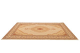 7' X 10' Cream Gold Oriental Power Loom Stain Resistant Area Rug