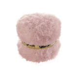 18" Blush Faux Fur Round Ottoman