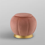 18" Blush Faux Fur Round Ottoman