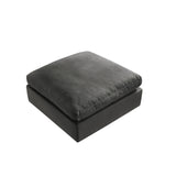 36" Charcoal Linen And Black Ottoman