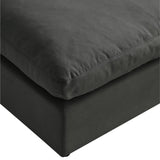 36" Charcoal Linen And Black Ottoman