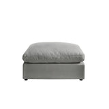 36" Gray Linen And Black Ottoman