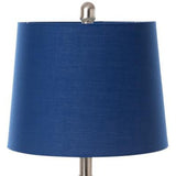 Set Of Two 26" Silver Metal Table Lamps With Blue Empire Shade