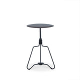 25" Sandy Black And Espresso Veneer And Metal Round End Table