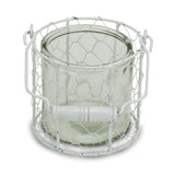 4.75" White and Clear Wire Basket and Glass Jar