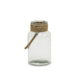 12" Clear And Brown Glass Jar with Rope