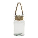 10" Clear and Brown Glass Jar with Rope