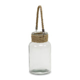 10" Clear and Brown Glass Jar with Rope