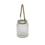 10" Clear and Brown Glass Jar with Rope