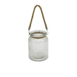 5.75" Clear Brown Glass Jar with Rope