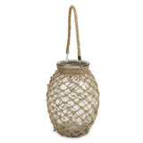 12.25" Clear and Brown Oval Glass Jar with Rope