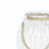 12.25" Clear and Brown Oval Glass Jar with Rope