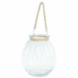 9.5" Clear and Brown Textured Oval Glass Jar with Rope