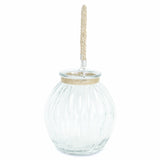 9.5" Clear and Brown Textured Oval Glass Jar with Rope