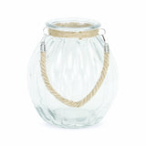 9.5" Clear and Brown Textured Oval Glass Jar with Rope