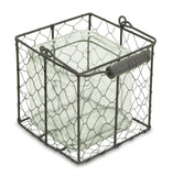 5.5" Brown and Clear Square Wire Basket and Glass Jar