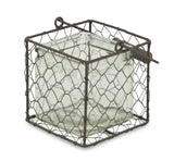 5" Brown and Clear Square Wire Basket and Glass Jar